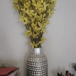 Tall Vase With Yellow Flowers.
