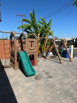 Naturally Playful™ Adventure Lodge Play Center with Glider