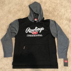 NEW Rawlings Baseball Hoodie - Men’s XL - Black & Grey