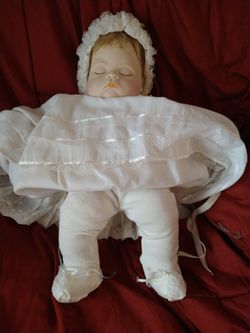 This Old School Porcelain Baby Doll, Head, And Arm's Are Porcelain, All Else Is Material.