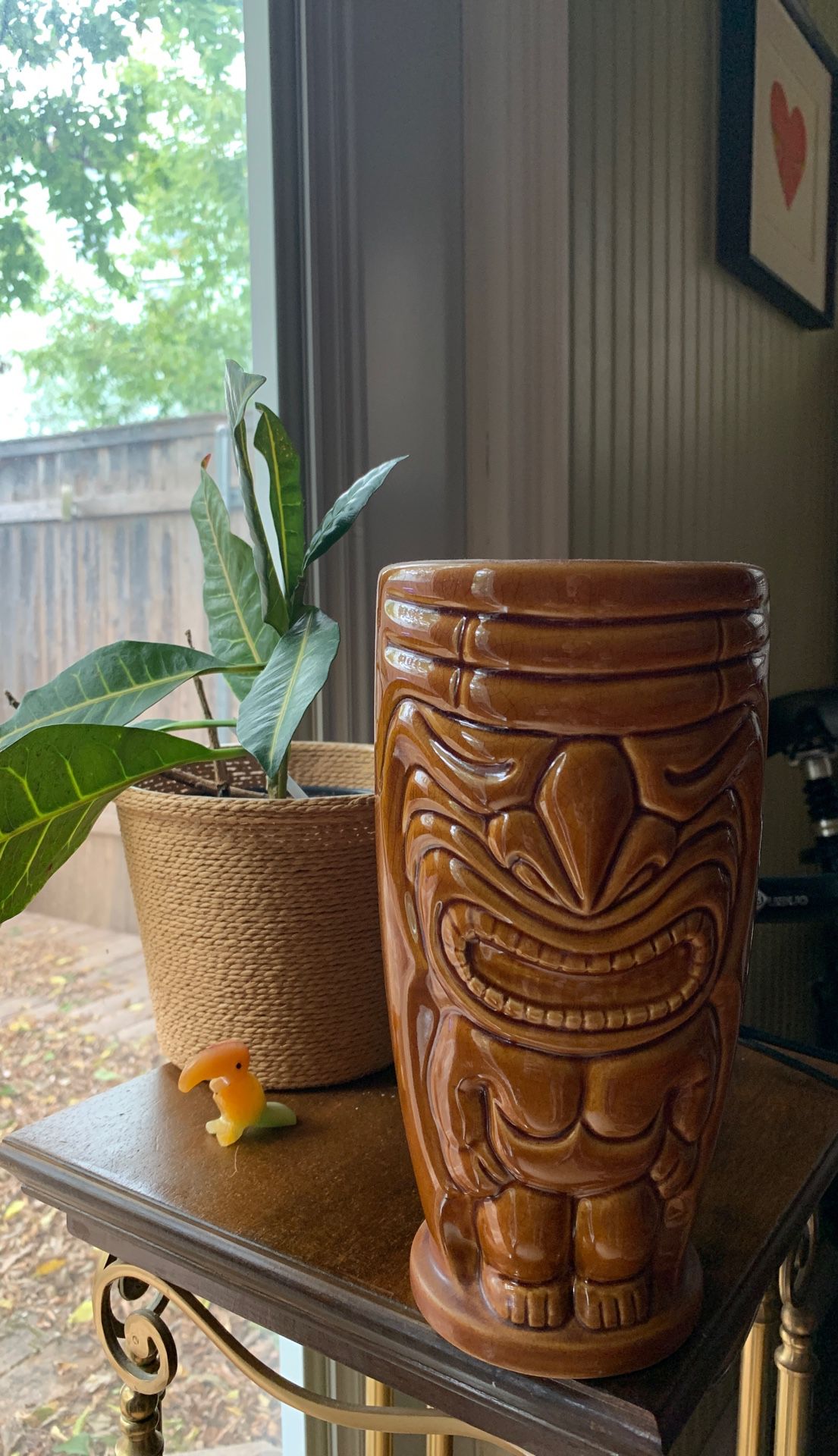 Tiki planter or flower pot. Perfect for cactus or tropical plant