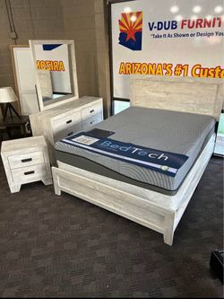 Off white rustic farmhouse bedroom set