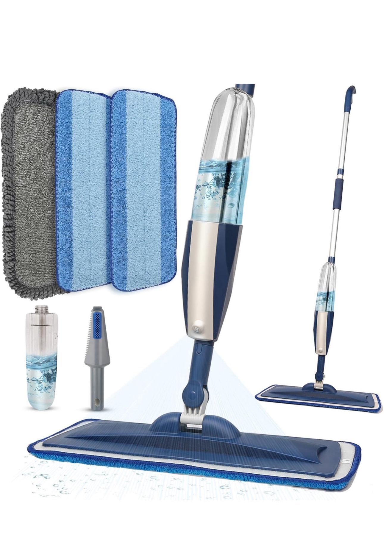 Mops for Floor Cleaning Wet Spray Mop with 14 oz Refillable Bottle and 3 Washable Microfiber Pads Home or Commercial Use Dry Wet Flat Mop for Hardwood