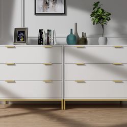2pcs/3 Drawer Dresser with Spacious Storage Modern Wood Chest of Drawers for Bedroom Living Room Hallway ,White