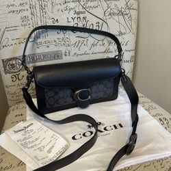 Coach Tabby 26 Shoulder Bag Leather Monogram Black
