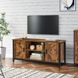 TV Stand for 50 Inch TV, Retro Home Media Entertainment Center with 2 Cabinet, TV Stand with Storage for Living Room, Modern TV Stand Table, 43.3”L*15