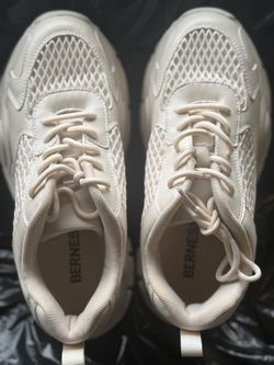 Bernes Cream Mesh Lace-Up Sneakers