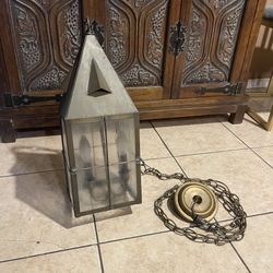 Vintage Copper Brass Hanging Pendant Light Patina Antique Nantucket Nautical