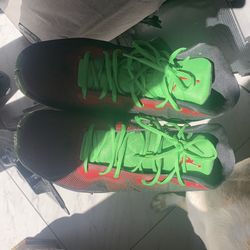 Air Jordans Mid Top Size 11 Black Red Green Mesh Basketball Sneakers Rubber Sole