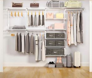 Sturdy Closet Organizer System: 8.7 Ft. Custom Metal Wire Shelving Wall Mounted Closet Kit for Bedrooms Laundry Mudroom - Adjustable Storage Shelves f