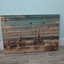 Watercolor Beach Painting On Wood