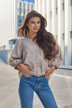 European Linen Blouse, Size L