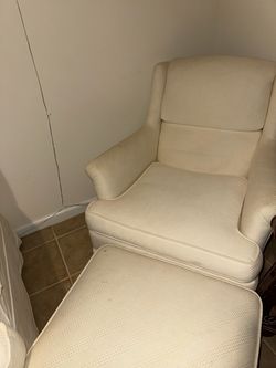 Ivory Armchair & Matching Ottoman