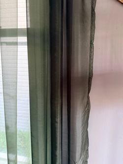 4 panels - olive green semi-sheer fabric curtains 50x74