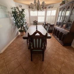 Dark Wood Dining Table with 6 Chairs