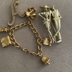 14 k Gold Plated Charm Bracelet 7 In