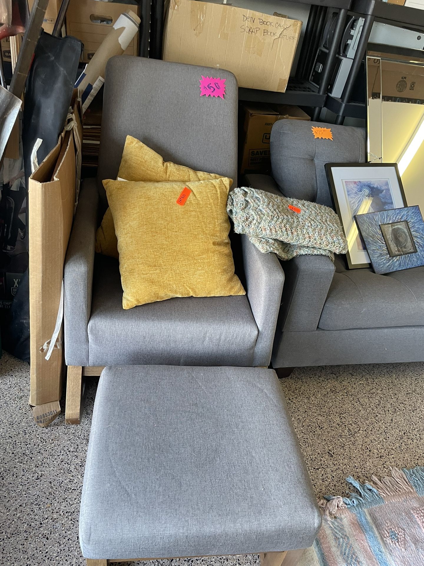 Grey Glider Rocker And Foot Stool Good Condition!