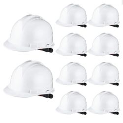New 10 Pcs Suspension Hard Hat, Construction Hard Hat for Safety, Ratchet Cap Style with Self Adjusting Crown Straps for Man Woman