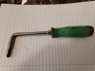 L-Shaped Hook Tool with Green Handle