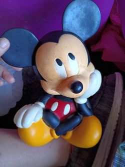 Vintage Mickey Mouse Applause 8.75" Coin Piggy Bank Hard Plastics Walt Disney 64024