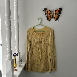 Medium Canary Yellow Upcycled Anthropologie Tunic