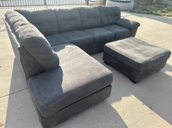 Sectional Sofa Couch & Ottoman Gray