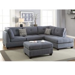 Gorgeous Gray Colored 3 Piece Sectional Set