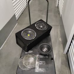 10 inch Kicker's and one DXi polkaudio and two 10 inch woofer protector's everything $100.00