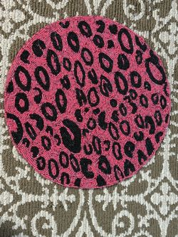 Hot Pink Beaded Cheetah Print Mat