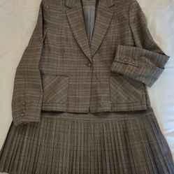 Two-piece Gray Plaid Suit, Size 14