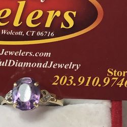 10 Kt Real Gold , Not Plated , Amethyst ( February ) Ring