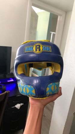 Ringside boxing head gear for sparring - blue and neon