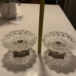 Pair Of Crystal Ashtrays Made In Italy 
