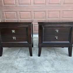 PAIR of Solid Wood 2-drawer nightstands