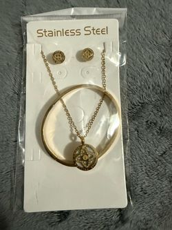 Gold Stainless Steel Jewelry Set