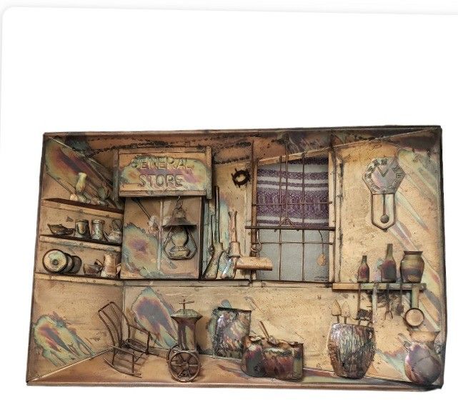 Copper 3D Metal General Store Folk Hanging Wall Art Decor 20"x13" 