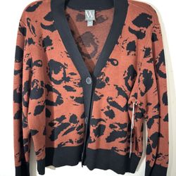 Worthington Leopard Print Cardigan Size: PXL (New With Tags)