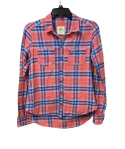 Hollister Women’s Plaid Flannel Button Up Shirt Size Small