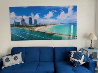Miami Beach panoramic artwork glass print photo