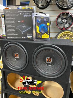 12" bass sound system package x2 12" box amplifier and installation kit