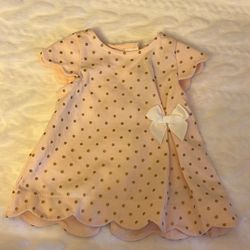 Tahari Baby Pink Dress W/ Polka Dots