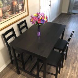 Espresso Counter Height Dining Room Table Set With 4 Chairs 