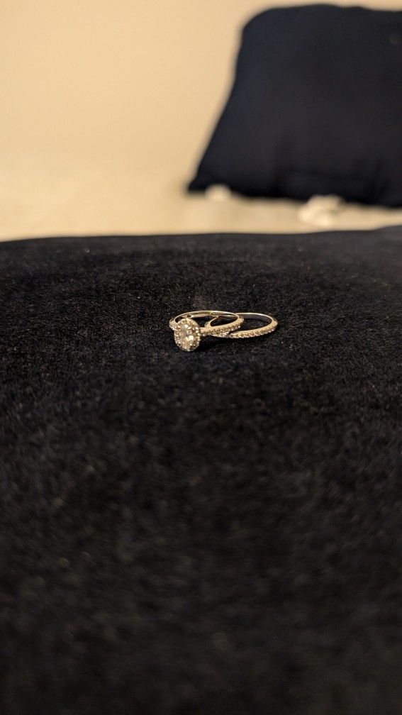 14K white gold diamond Engagement and wedding band