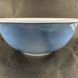 VINTAGE PYREX 2.5 L “MOODY BLUE” CLEAR BOTTOM MIXING BOWL 325 CORNING NY USA