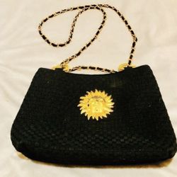 LADIES PURSE RARE BLACK GOLD VINTAGE BAG 