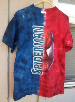 blue and red Spider-Man shirt