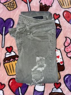 olive green american eagle jeggings 