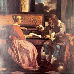Gabriël Metsu The Music Lesson Original Vintage Fine Dutch Art Print 1930’s USA Printed Antique Collectible