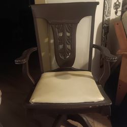 1800s Wood And Adjustable Swivel Office Chair With Cast Iron Hardware