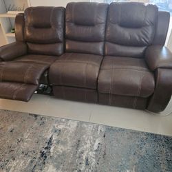 Power Reclining Sofa And Love Chair Leather